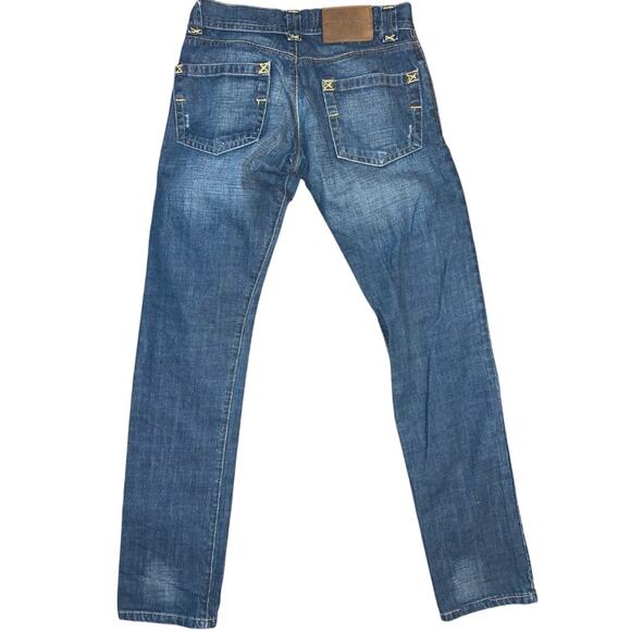 Tuken jeans 30" x 34" Button Fly Distressed Blue Jeans Made in Albanian - Rare - Picture 2 of 8